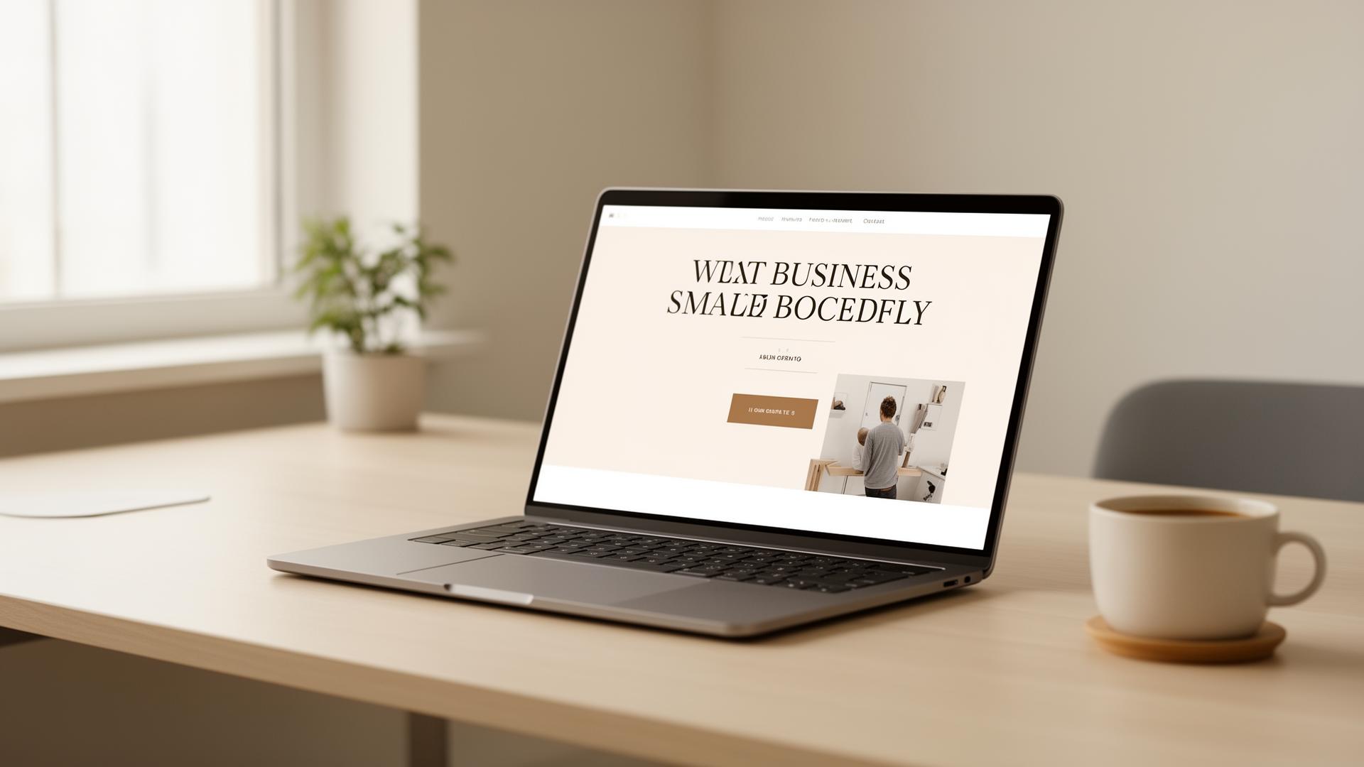 Clean website displayed on a laptop